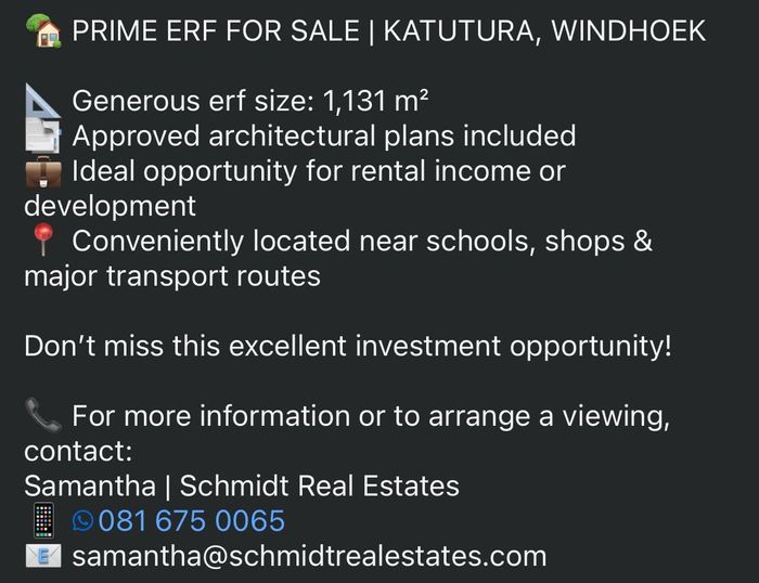 Property #2467770, Vacant Land Residential For Sale in Katutura