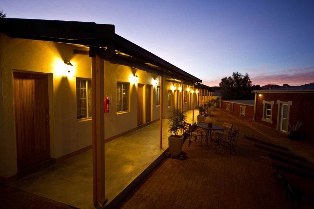 Courtyard between rooms at night