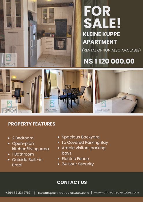 Kleine Kuppe Apartment For Sale: 2-bed, security complex, backyard, parking available.