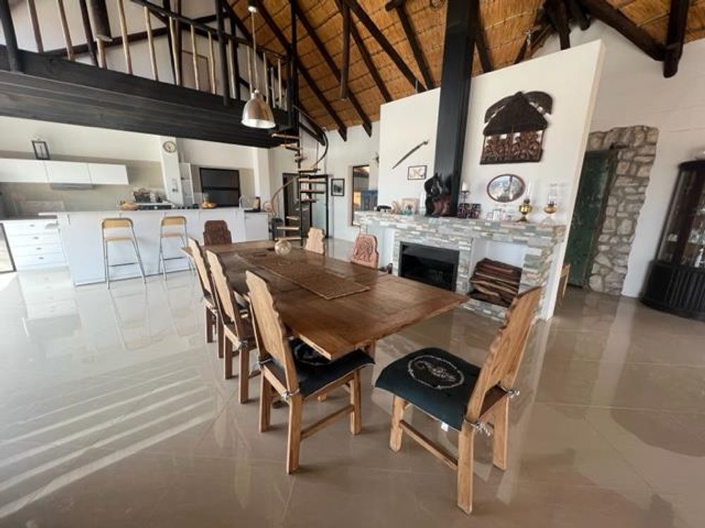 Dining area with fireplace