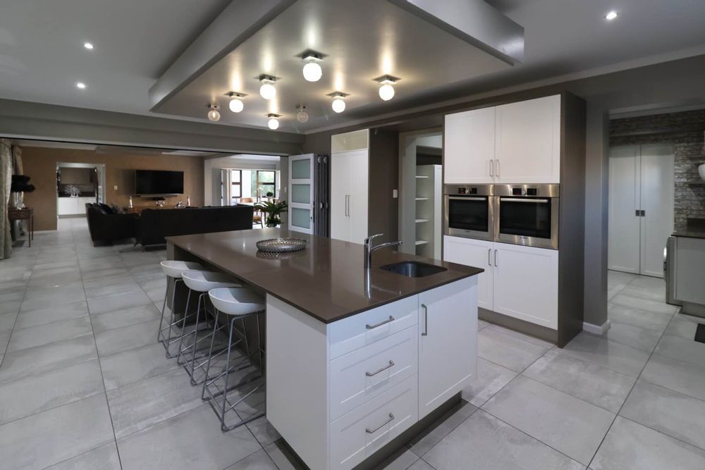 Open-plan kitchen and dining area.