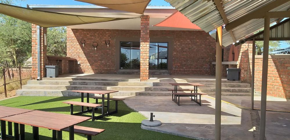 Outdoor seating and entertainment area