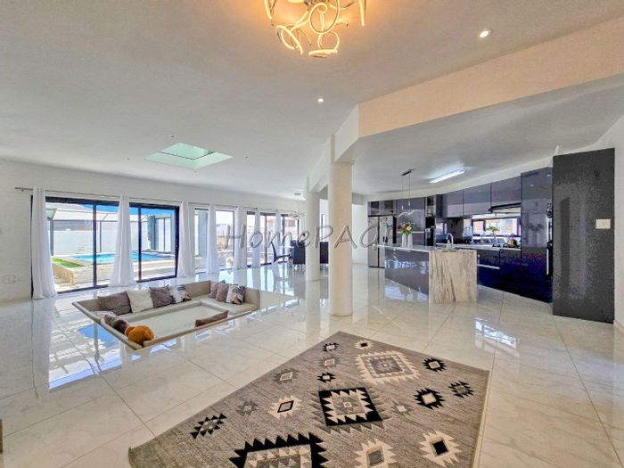For Sale: Meersig House with 3 beds, 2 flats, pool, and garages.