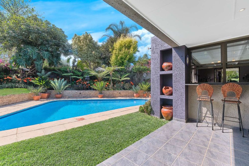 Patio overlooking solar heated pool