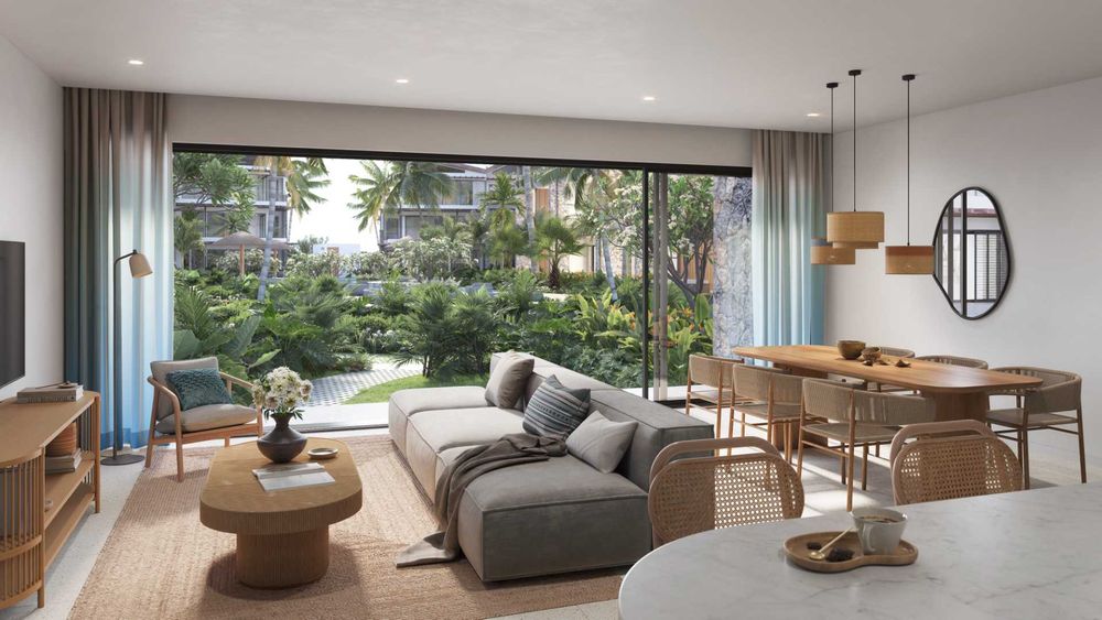 Ground floor apartment with a lounge and dining area