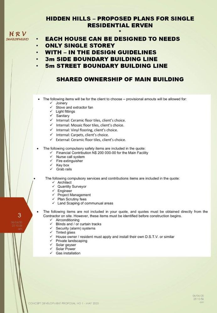 Proposed plans for single residential erven