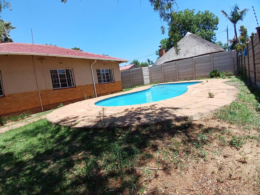 Back garden and pool