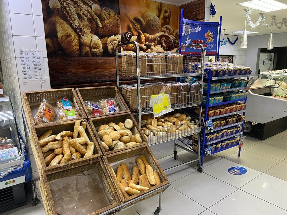 Shelves with bread