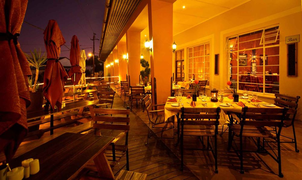Outside dining area on the front patio