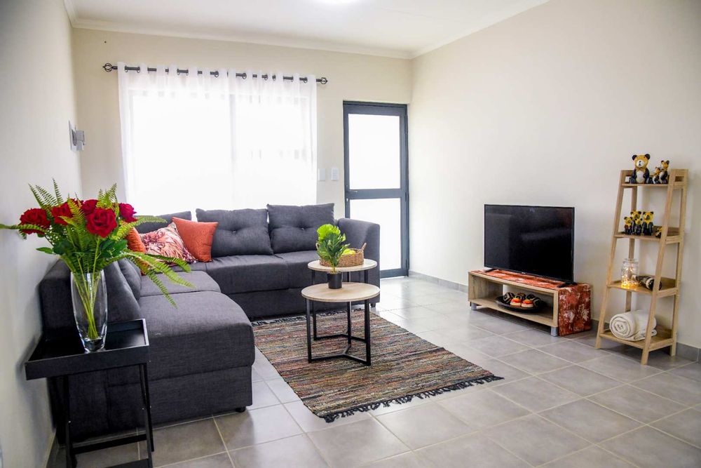 Modern, open-plan living area.