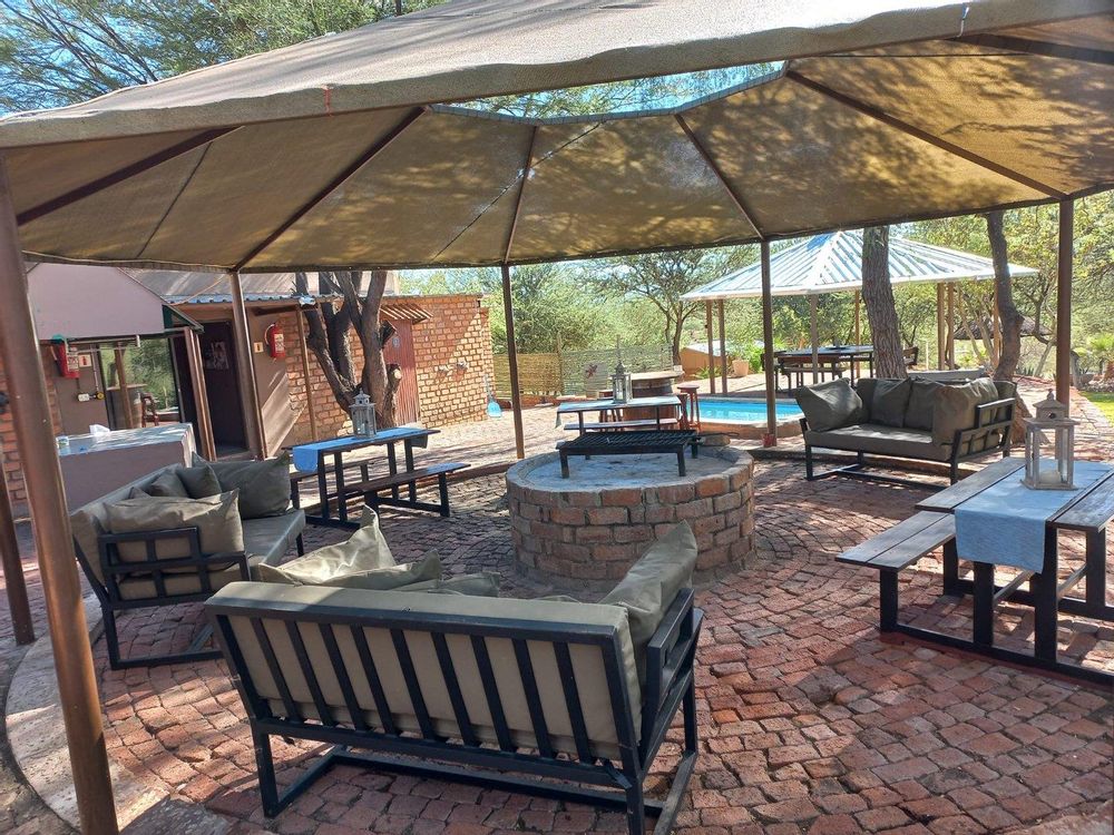 Outside seating area with BBQ