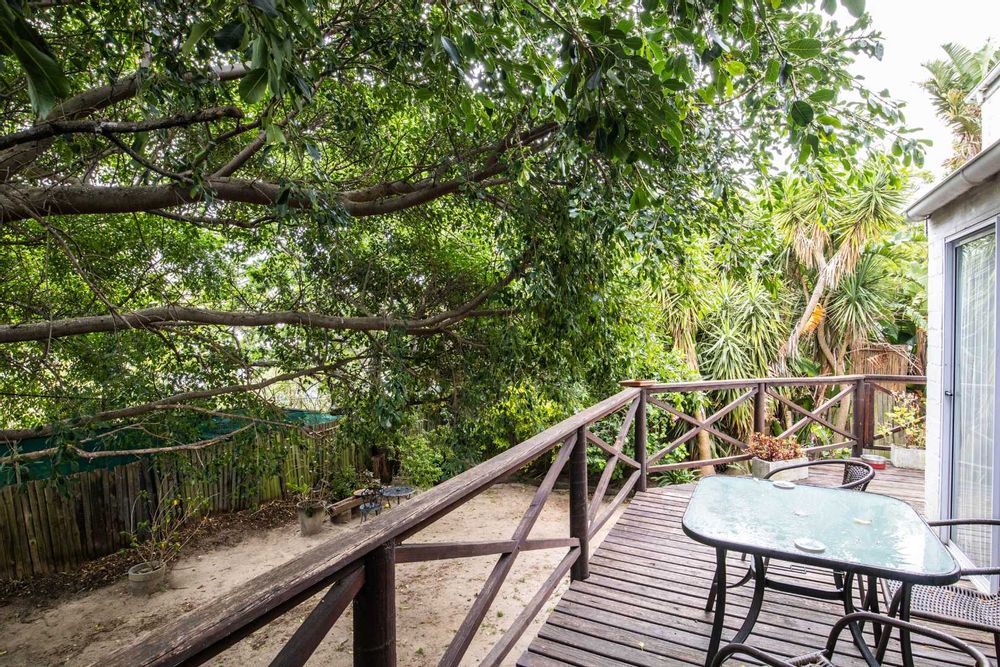 Deck and shady garden