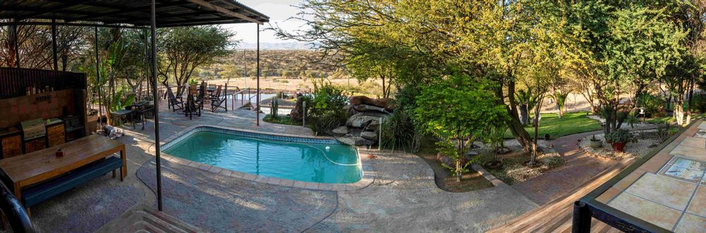 Pool and deck over looking the plot