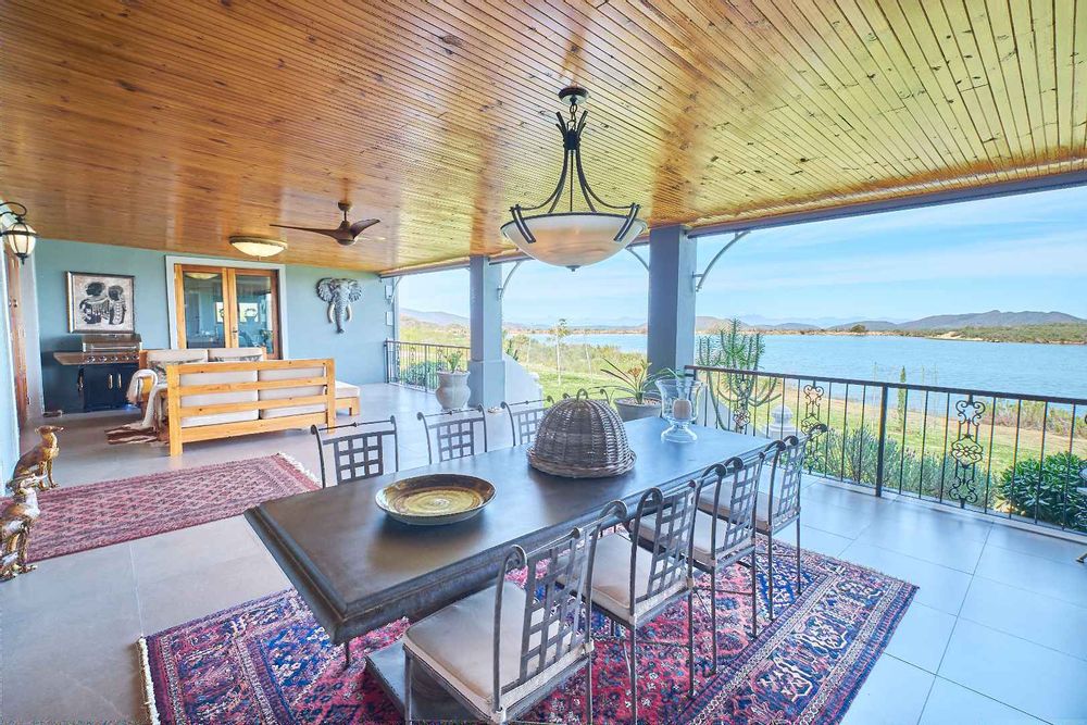 Front porch with roller blinds to close up for when you leave for the day