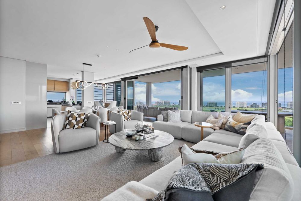 open plan lounge and kitchen