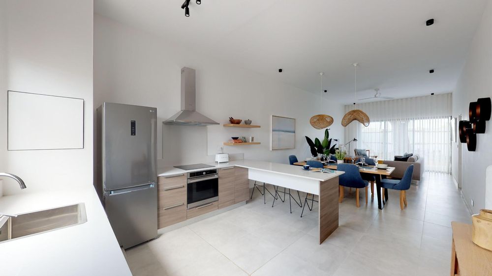 Kitchen, lounge and dining room