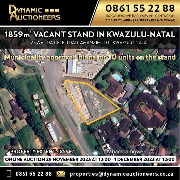Property #2159771, Vacant Land Residential auction in Amanzimtoti