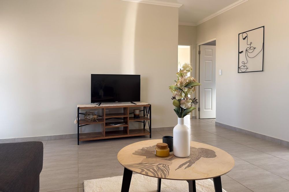 Modern, open-plan living area.