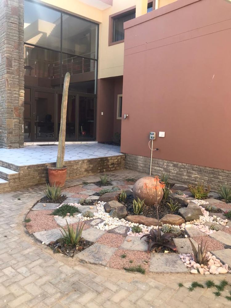 Main house entrance and garden