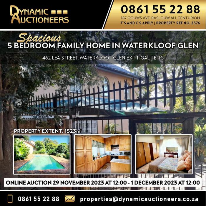 Property #2176220, House auction in Waterkloof Glen Ext 1