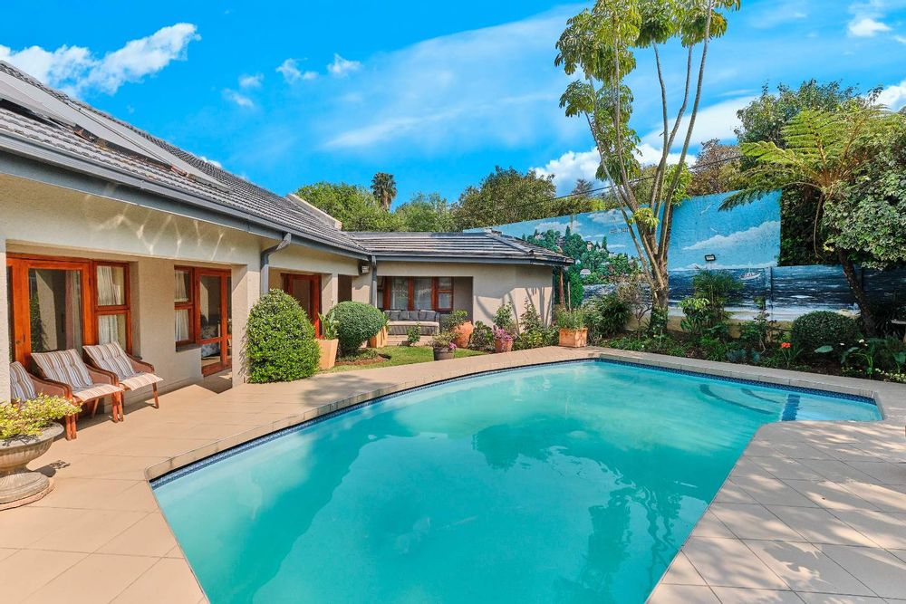 Swimming pool with beautiful wall mural