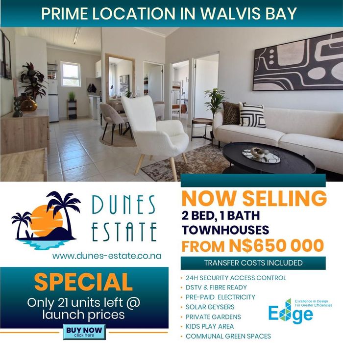 For Sale: Townhouse in Walvis Bay Central with private garden and 24-hour security.