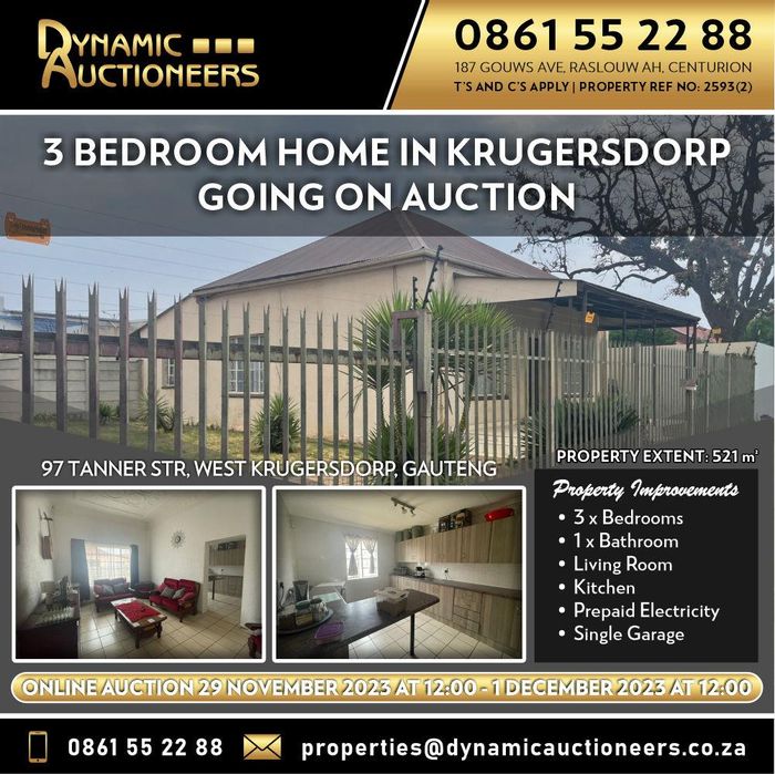 Property #2195625, House auction in Krugersdorp West