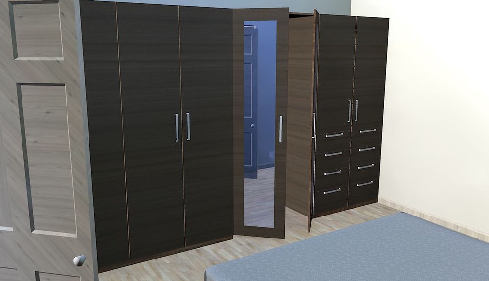 Built-in cupboards in the bedroom