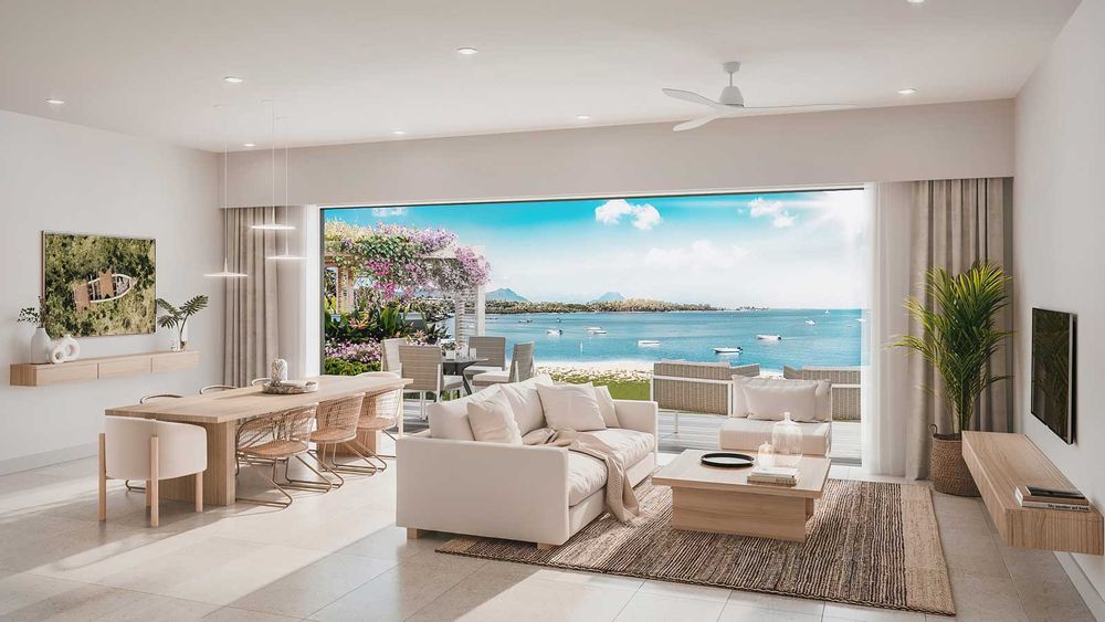 Lounge, dining area and balcony