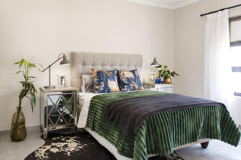 Main bedroom with built-in cupboards.