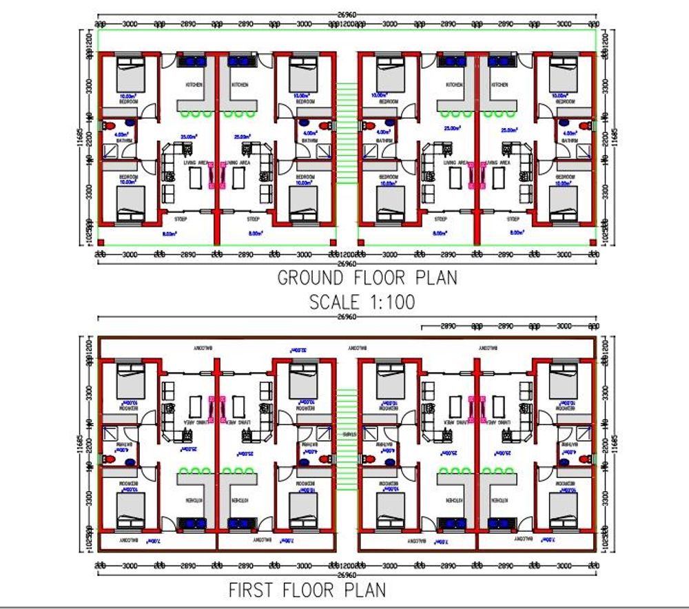 Ground floor and first floor layout.