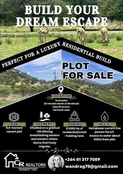 Vacant Land Residential in Brakwater For Sale: 8.6 Ha with scenic views.