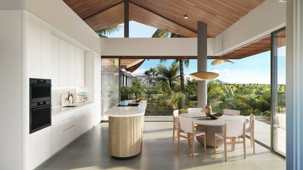 penthouse kitchen, dining room and terrace