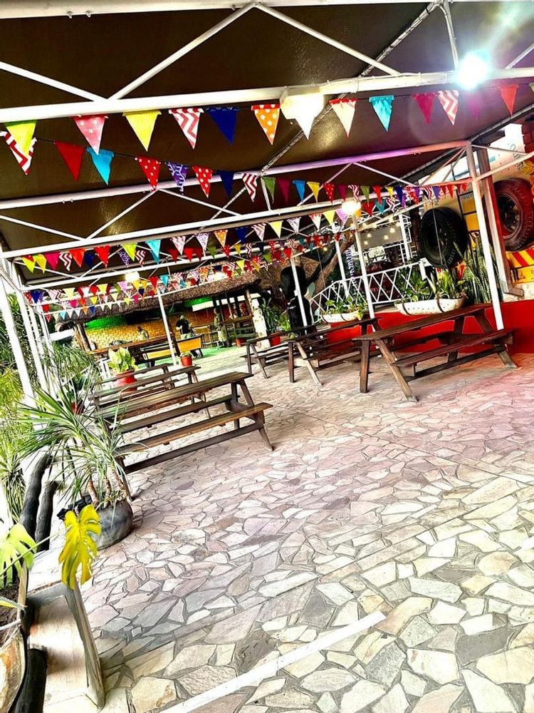 Outside seating and entertainment area