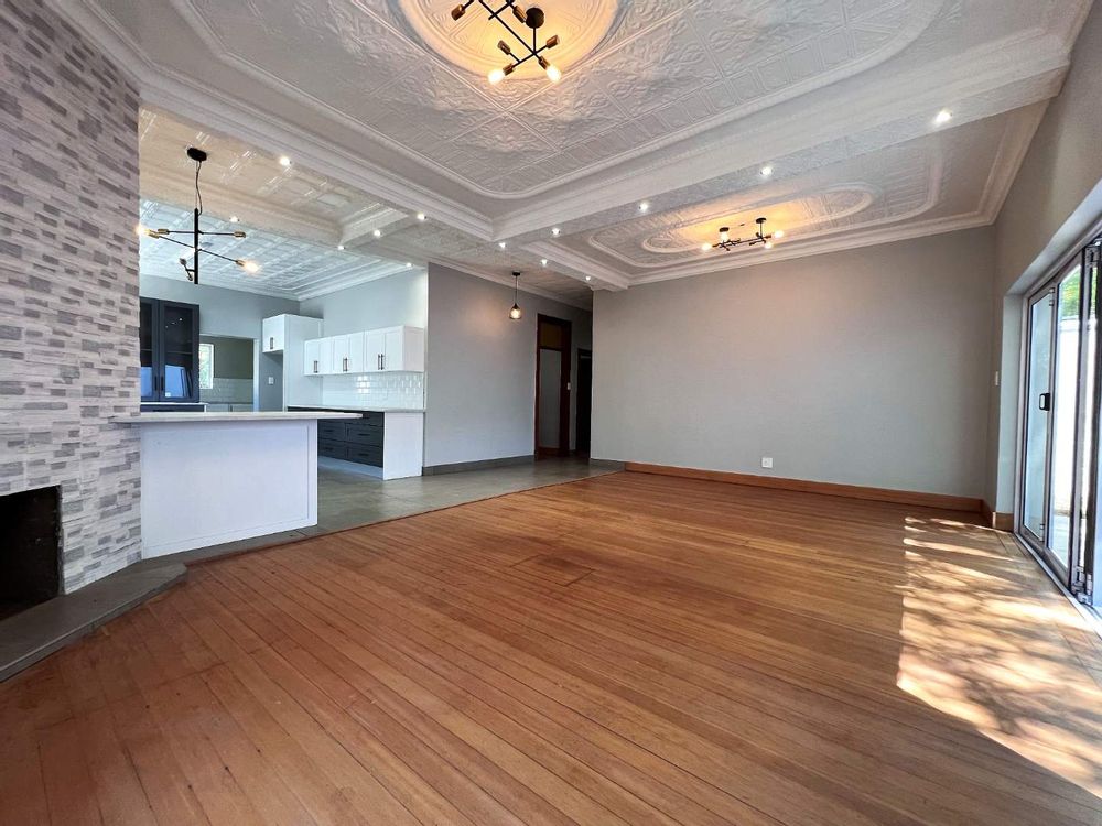 Pressed ceiling details and newly renovated sprung flooring