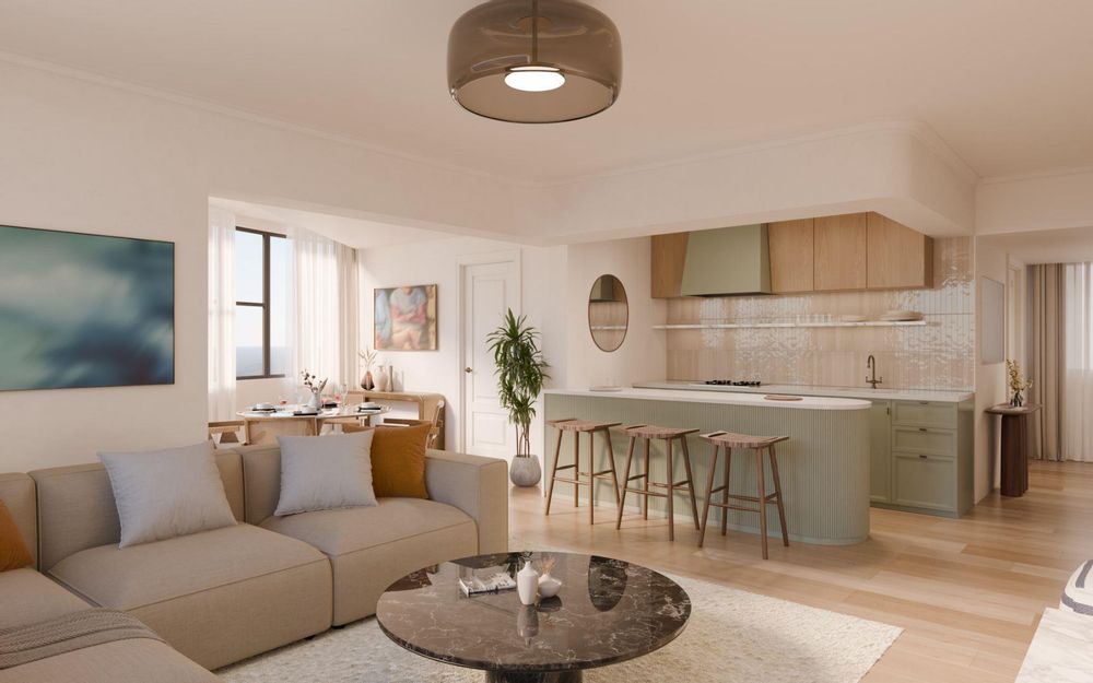 kitchen and lounge render