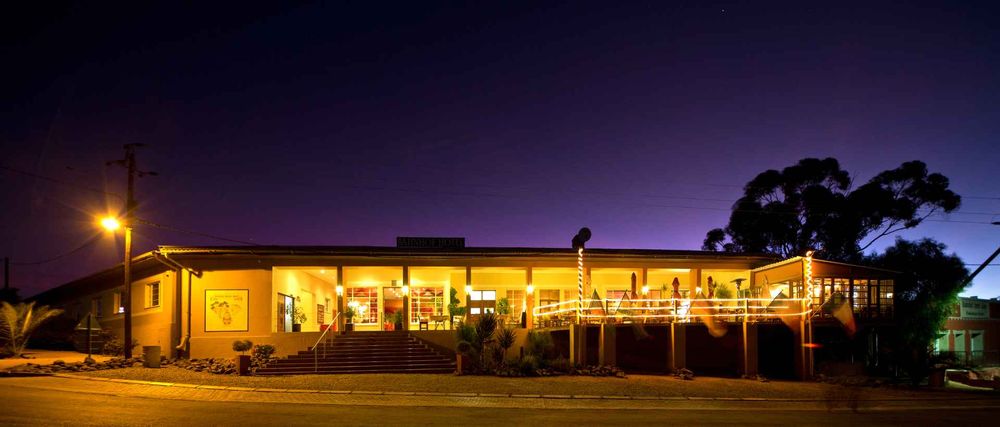 Front of the Hotel at night