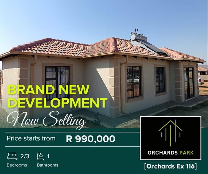 Customizable house for sale in The Orchards with 2 bedrooms and solar geyser.