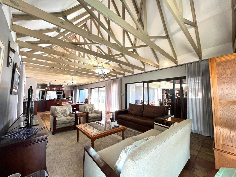 Open plan living, dining area.