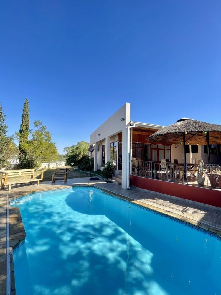 Pool with view of House