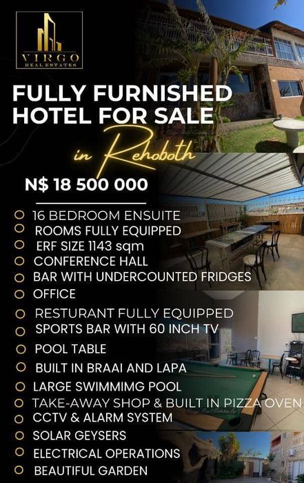 Rehoboth Central Guest House For Sale: 16 En-Suite Rooms, Restaurant, Conference Hall.