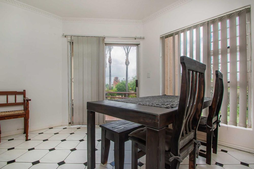 Dining area with sliders to patio