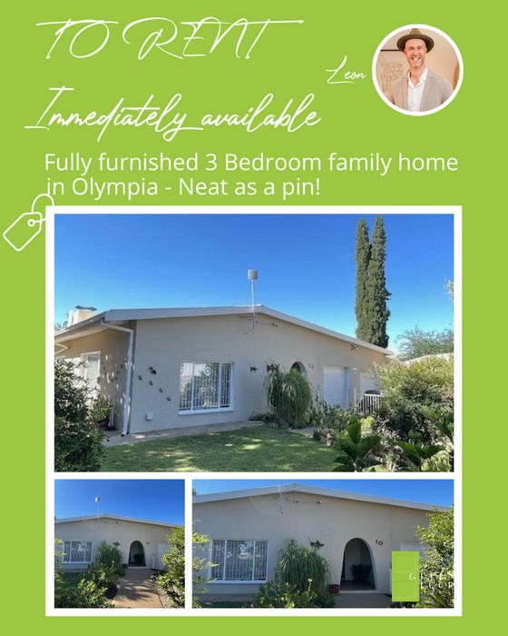 House To Rent in Olympia: 3 beds, splash pool, garden services included.