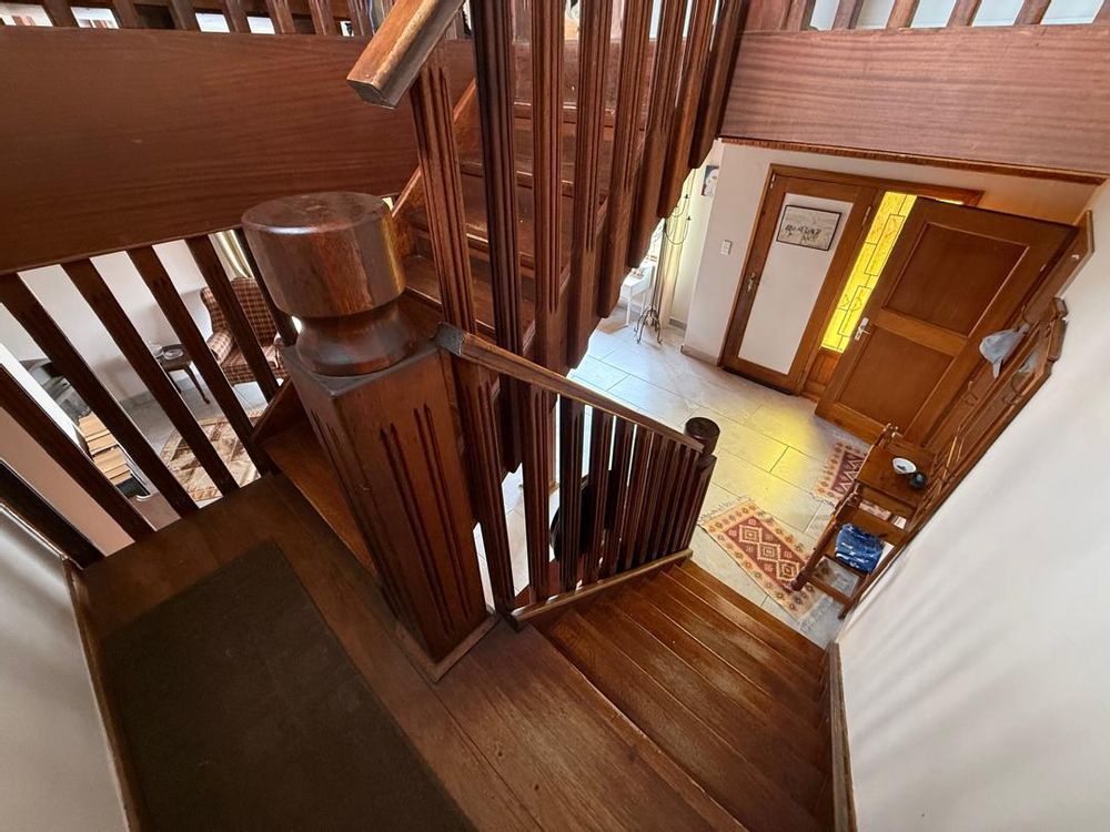 Beautiful wooden staircase with a natural finish