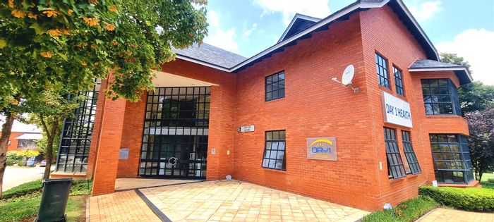 Bryanston Office To Rent: Existing fitout, security, gardens, storage, and patios available.