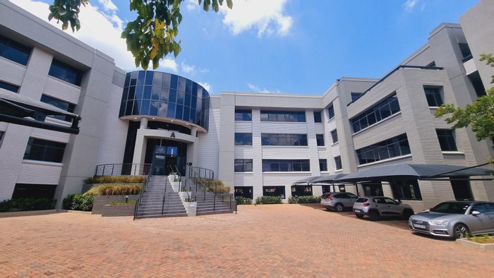 Office To Rent in Sunninghill: Fitted space with boardroom, patio, and backup utilities.