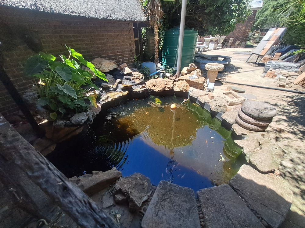 Fish pond walking over bridge into nursery