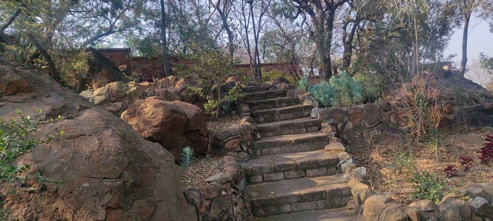 Route to backyard entertainment area