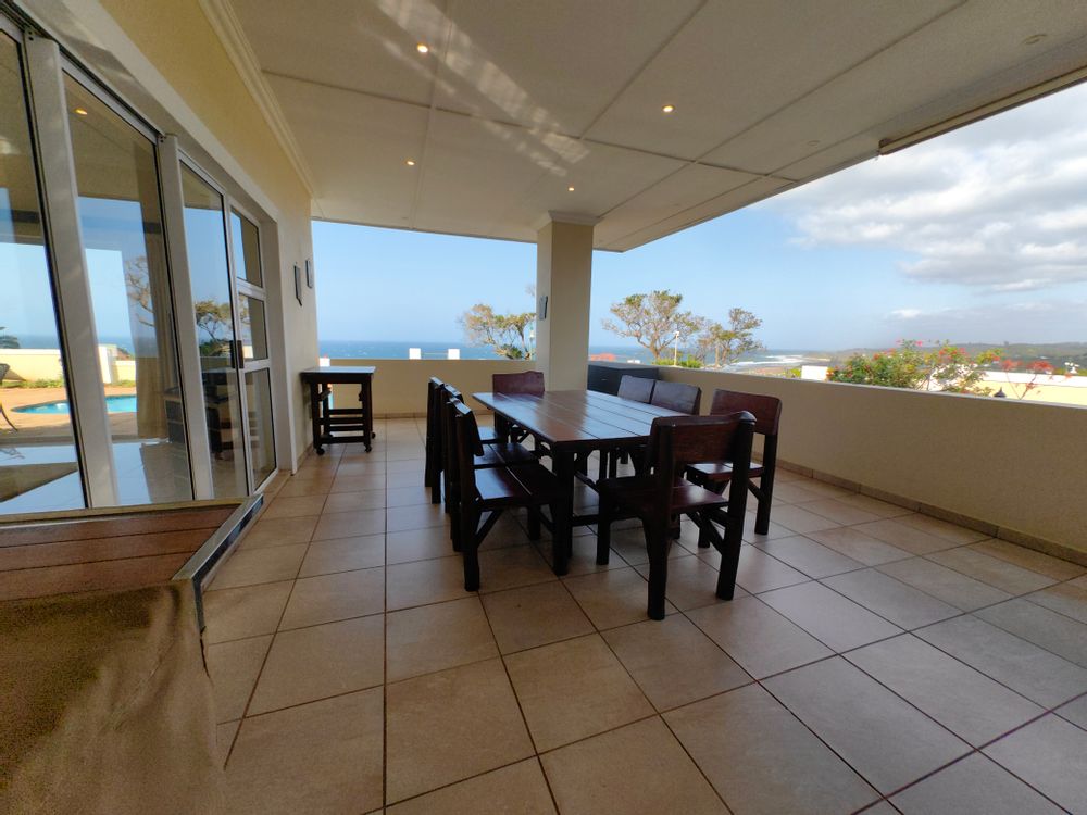 Patio with storm blinds