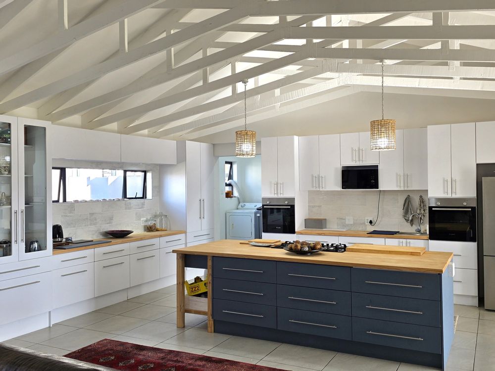 Island counter in open kitchen area